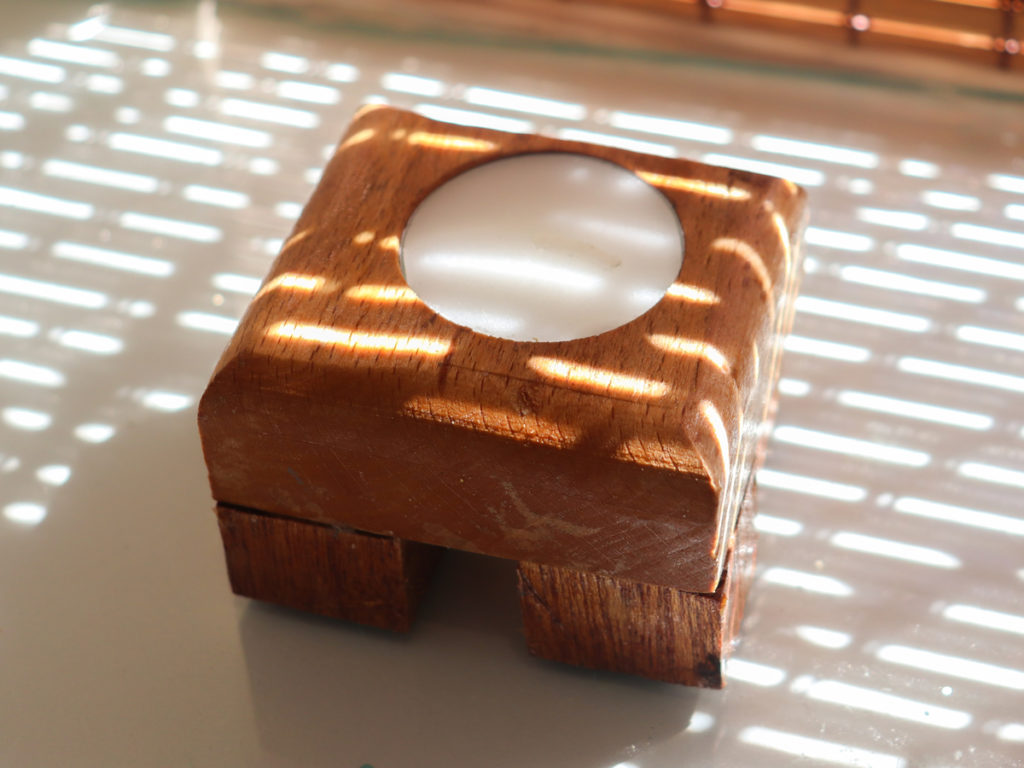 mini wooden candle holder single 1